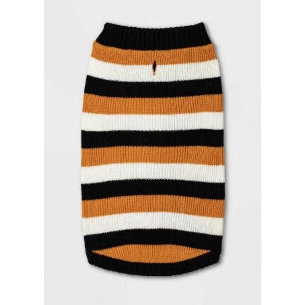 Hyde And Eek Dog Striped Halloween Sweaters Orange Black‎ White Size Small